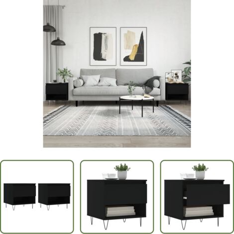 vidaXL Metallbeine -  Couchtische 2 Stk. Schwarz 50x46x50 cm Holzwerkstoff