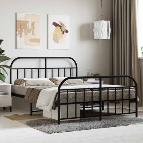 vidaXL Metallbett mit Kopf- und Fußteil schwarz 140x200 cm