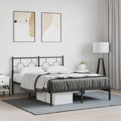 vidaXL Metallbett mit Kopfteil schwarz 140x190 cm
