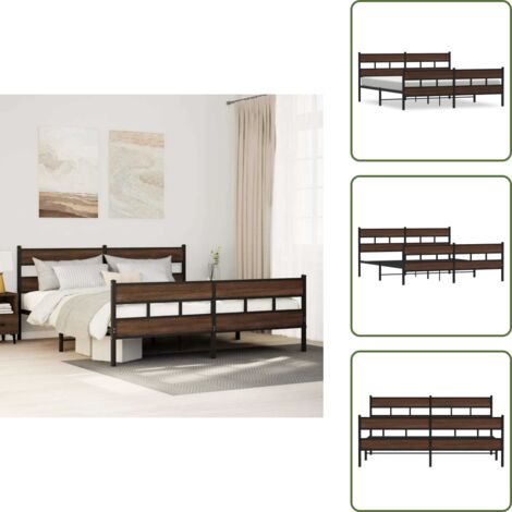 vidaXL Metallbett ohne Matratze Braun Eichen-Optik 183x213 cm
