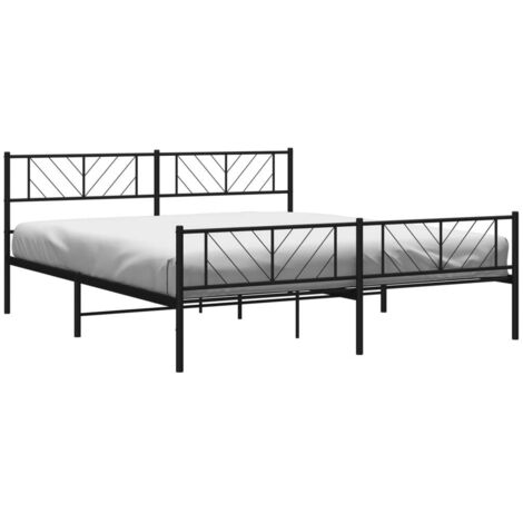 vidaXL Metallbett ohne Matratze mit Fußteil Schwarz 180x200 cm