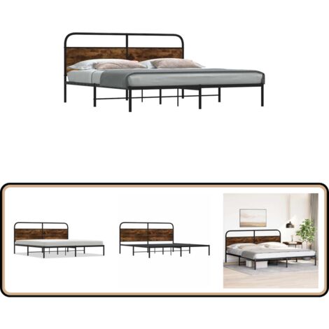 vidaXL Metallbett ohne Matratze Räuchereiche 180x200 cm