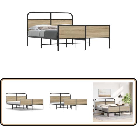 vidaXL Metallbett ohne Matratze Räuchereiche 180x200 cm