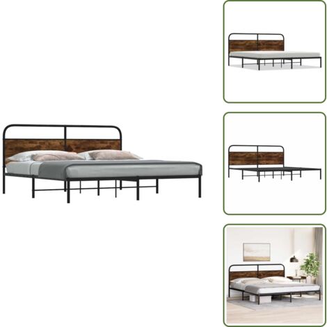 vidaXL Metallbett ohne Matratze Räuchereiche 180x200 cm