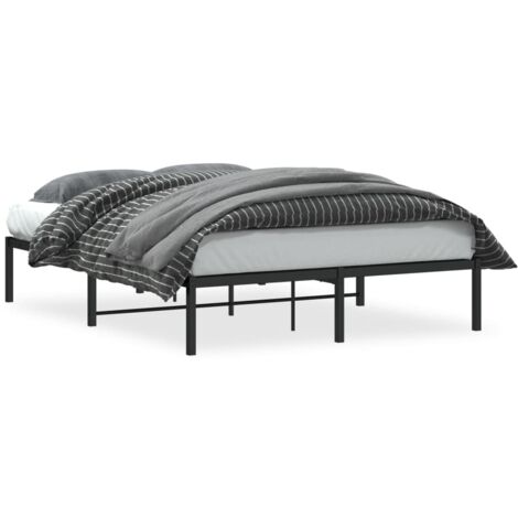 vidaXL Metallbett schwarz 135x190 cm