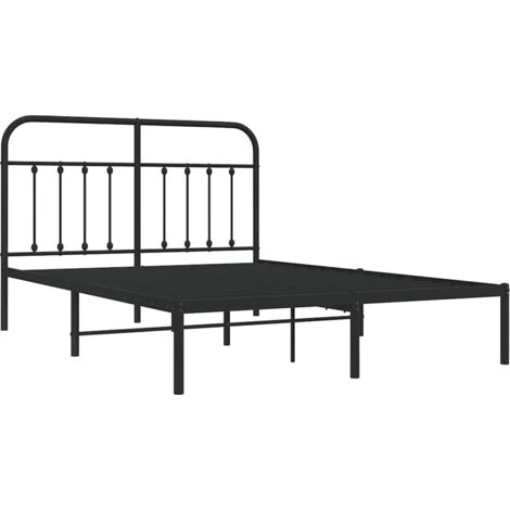 vidaXL Metallbettgestell mit Kopfteil schwarz 150x200 cm