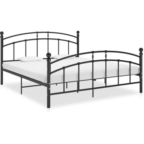 vidaXL Metallbettgestell mit Kopfteil Schwarz 160x200 cm