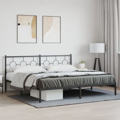 vidaXL Metallbettgestell mit Kopfteil schwarz 193x203 cm