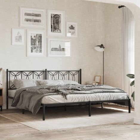 vidaXL Metallbettgestell mit Kopfteil schwarz 193x203 cm