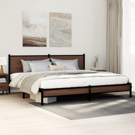 vidaXL Metallbettrahmen ohne Matratze Eiche Braun 200x200 cm
