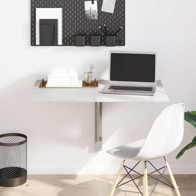 Table murale pliable Gris béton 100x60x56 cm Bois d'ingénierie