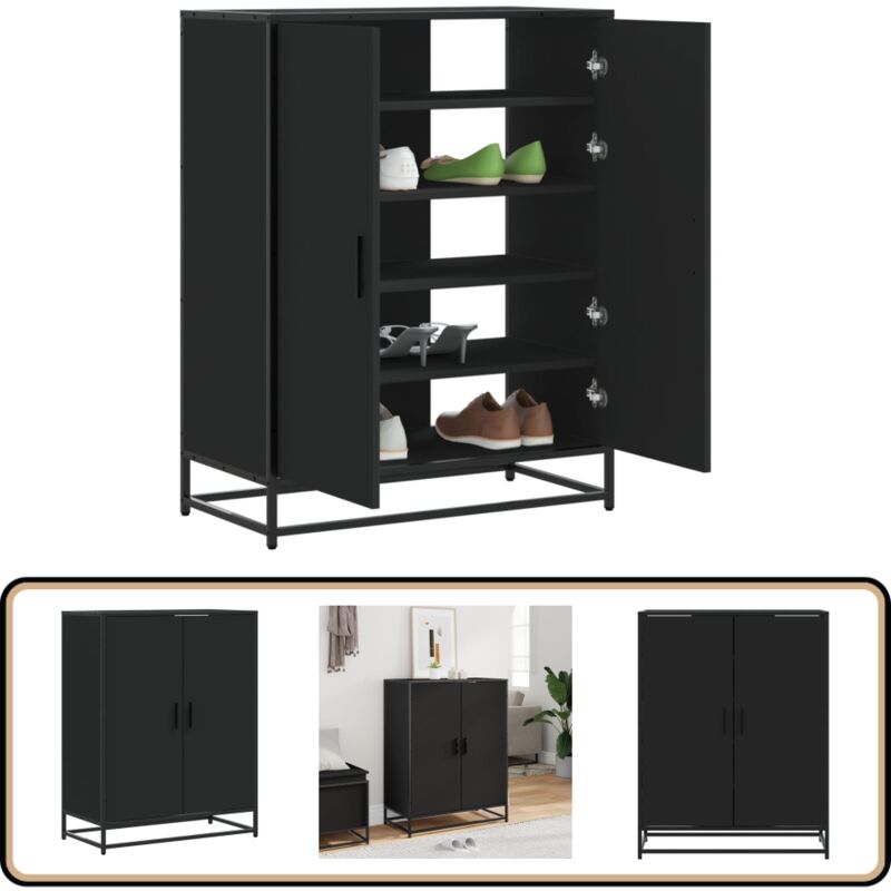 Vidaxl - Meuble à chaussures noir 75x38x97,5 cm bois d'ingénierie métal
