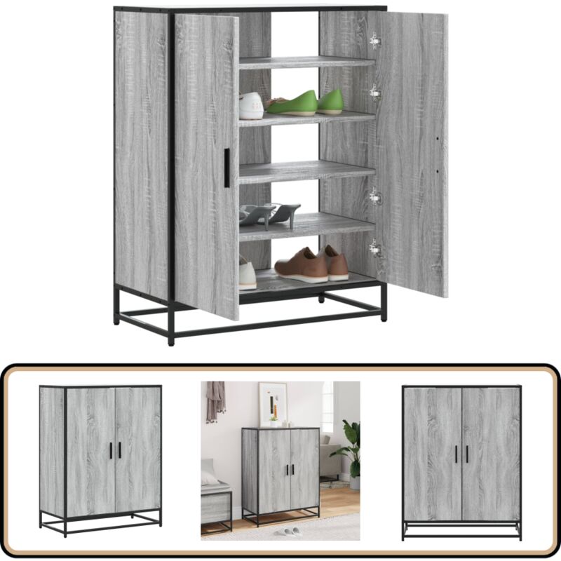 Vidaxl - Meuble à chaussures sonoma gris bois d'ingénierie et métal