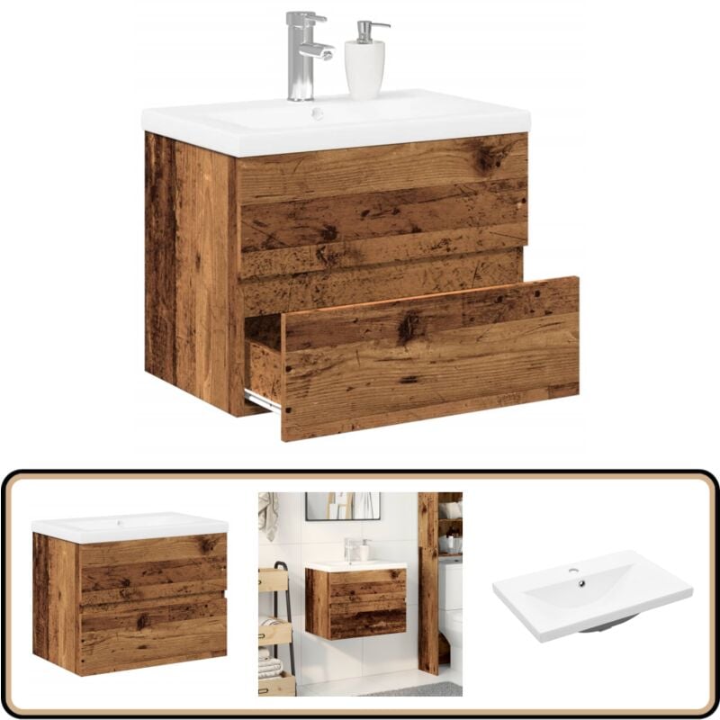 Vidaxl - Armoire lavabo avec bassin intégré vieux bois
