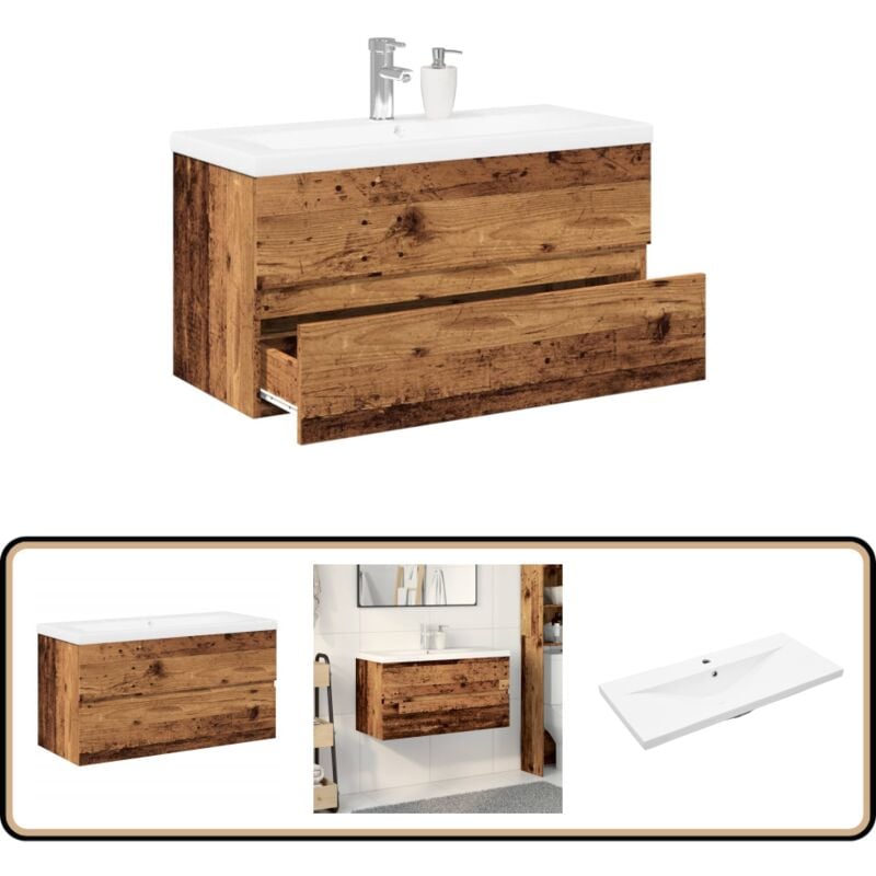Vidaxl - Armoire lavabo avec bassin intégré vieux bois