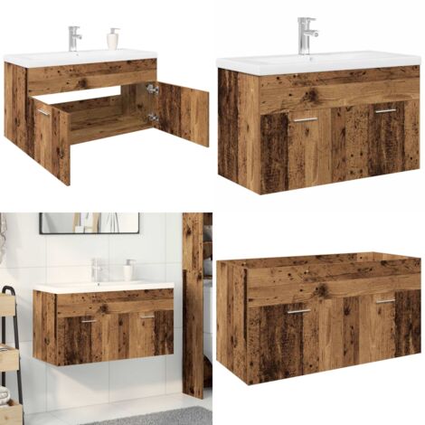 vidaXL Meuble avec vasque intégrée vieux bois bois d'ingénierie