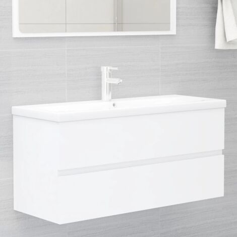 Vidaxl – Meuble bas de salle de bain blanc 100x38,5x45 cm – Aggloméré robuste – 1 tiroir pour rangement – Facile à nettoyer