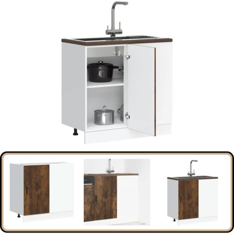 vidaXL Meuble bas du lavabo chêne fumé bois d'ingénierie