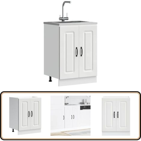 vidaXL Meuble bas pour évier Kalmar blanc 60x46x81,5cm bois ingénierie