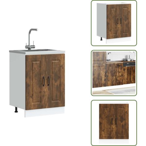 vidaXL Meuble bas pour évier Kalmar chêne fumé bois d'ingénierie
