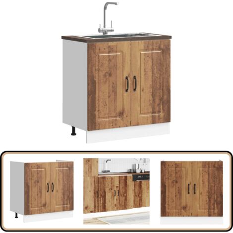 vidaXL Meuble bas pour évier Kalmar noir 80x46x81,5 cm bois ingénierie