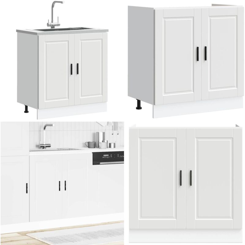 Meuble bas pour évier Porto blanc 80x46x81,5 cm bois ingénierie - Vidaxl