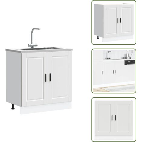 vidaXL Meuble bas pour évier Porto blanc 80x46x81,5 cm bois ingénierie