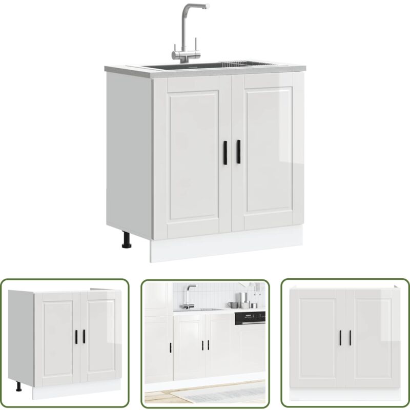 VidaXL Meuble bas pour évier Porto blanc brillant 80x46x81,5 cm