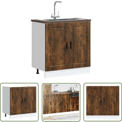 vidaXL Meuble bas pour évier Porto chêne fumé bois ingénierie