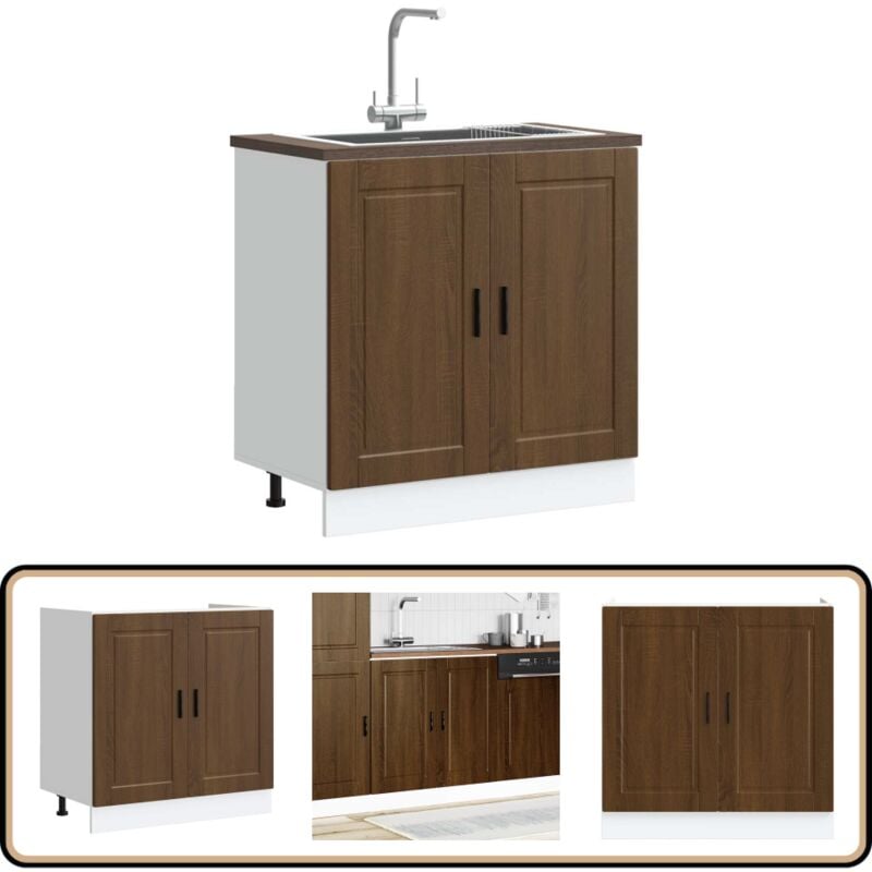 Meuble bas pour évier Porto chêne marron bois ingénierie - Vidaxl
