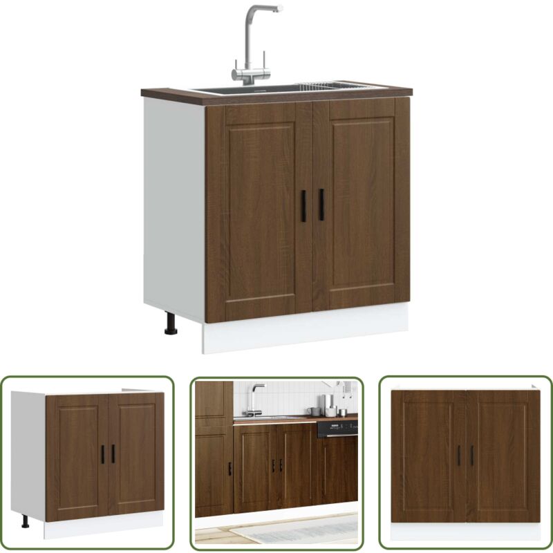 VidaXL Meuble bas pour évier Porto chêne marron bois ingénierie