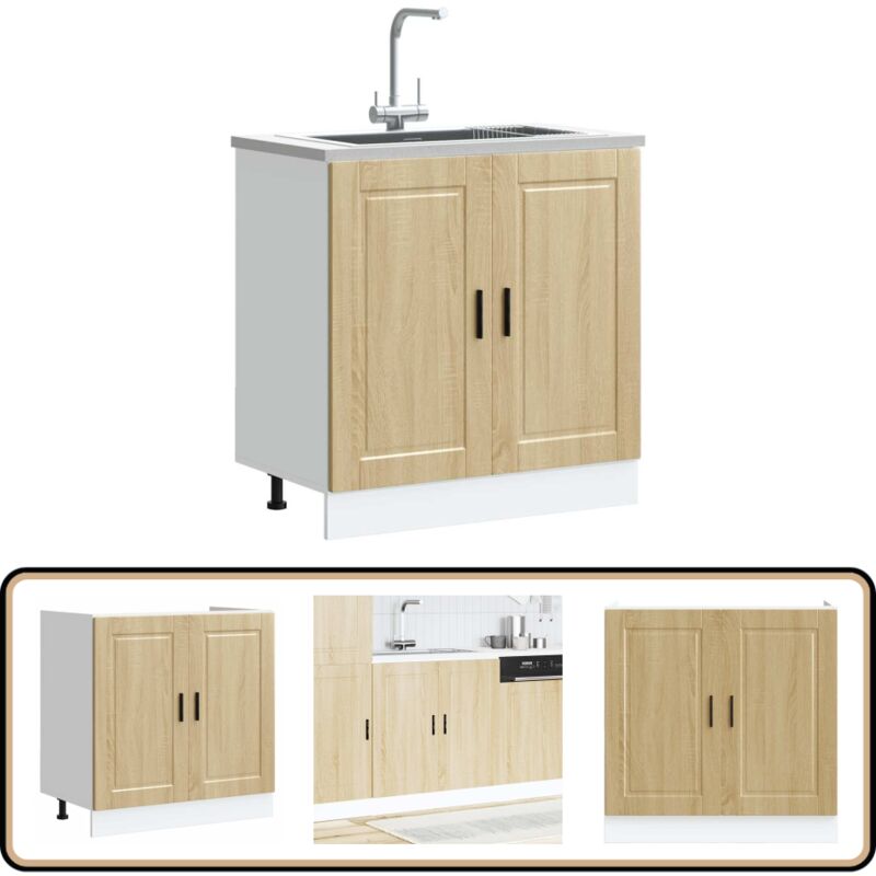 Meuble bas pour évier Porto chêne sonoma bois ingénierie - Vidaxl