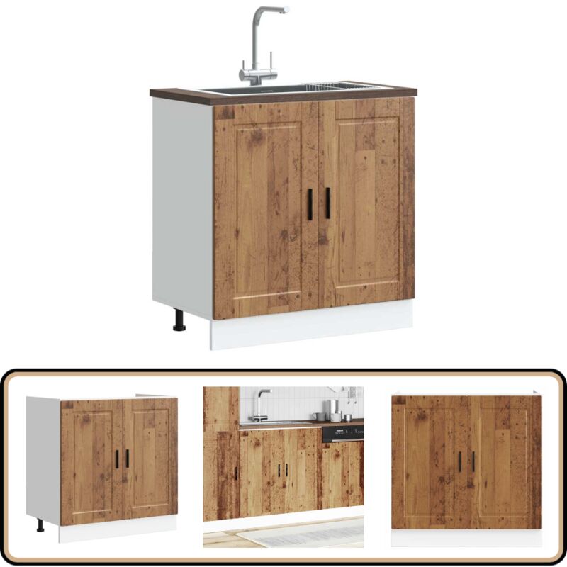 Meuble bas pour évier Porto vieux bois bois ingénierie - Vidaxl