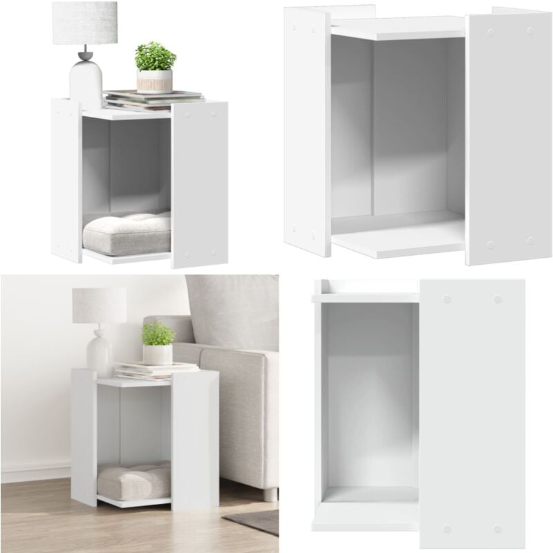 Vidaxl - Meuble de bac à litière pour chat blanc bois d'ingénierie