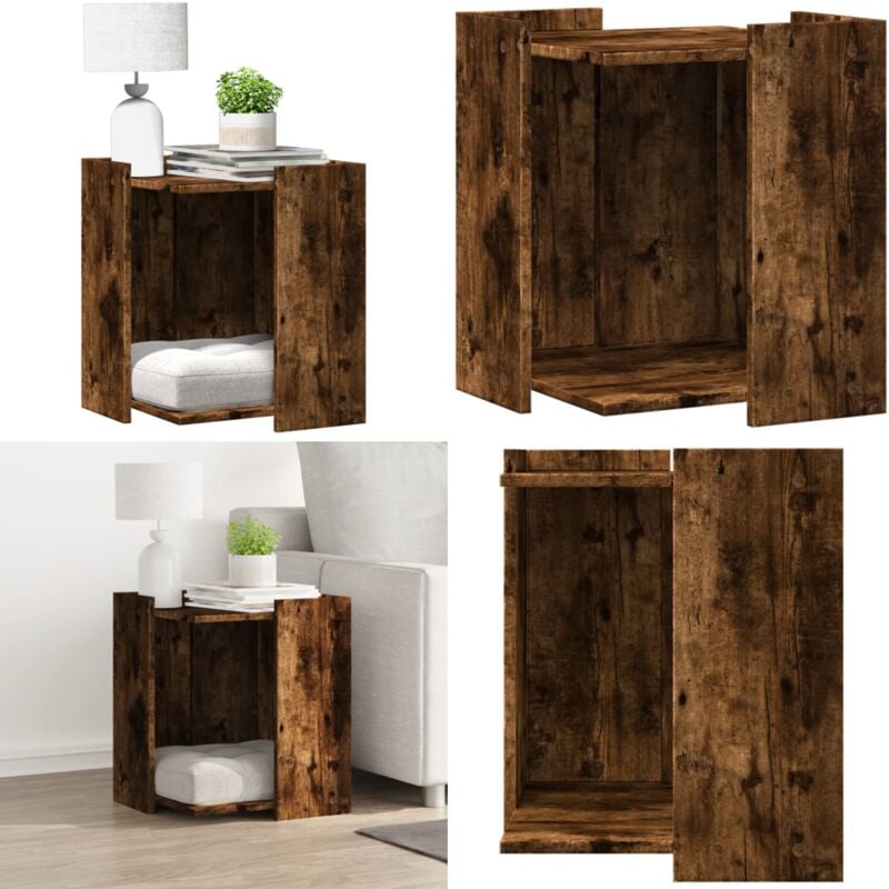 Vidaxl - Meuble de bac à litière pour chat chêne fumé bois d'ingénierie