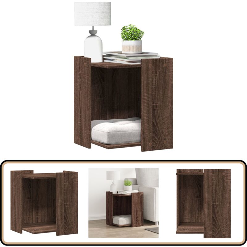 vidaXL Meuble de bac à litière pour chat chêne marron bois ingénierie