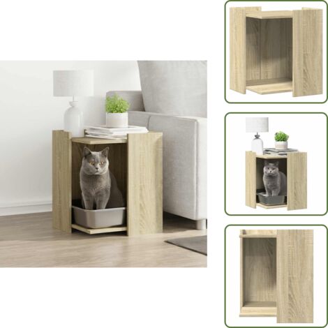 vidaXL Meuble de bac à litière pour chat chêne sonoma bois ingénierie