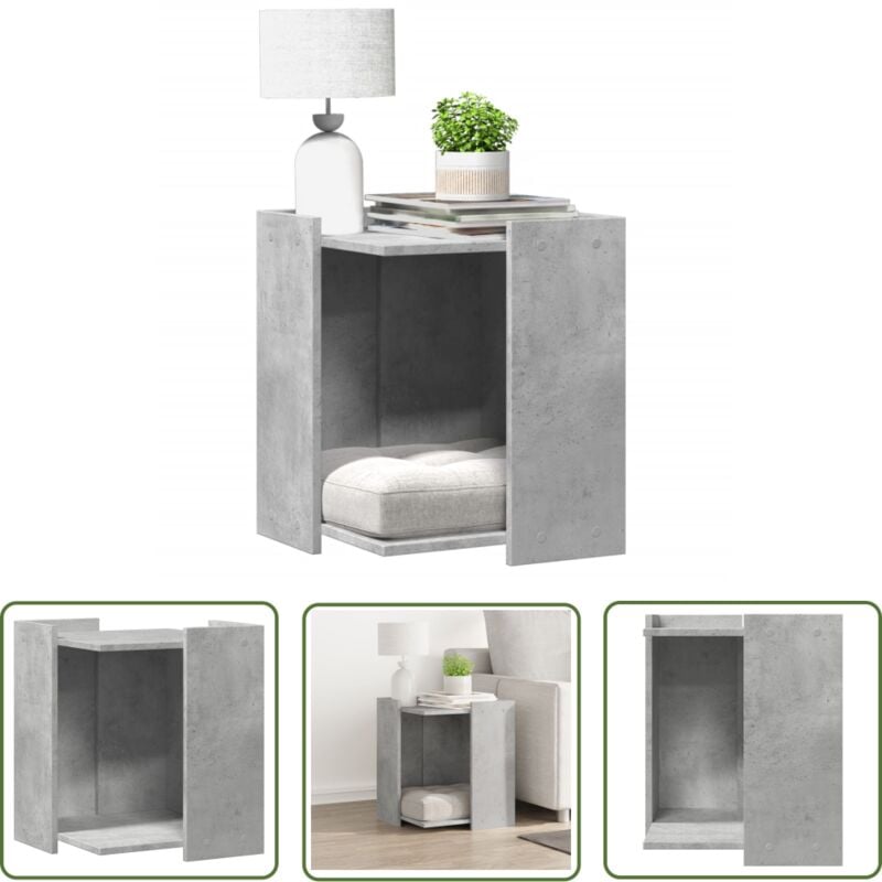 The Living Store - vidaXL Meuble de bac à litière pour chat gris béton bois d'ingénierie