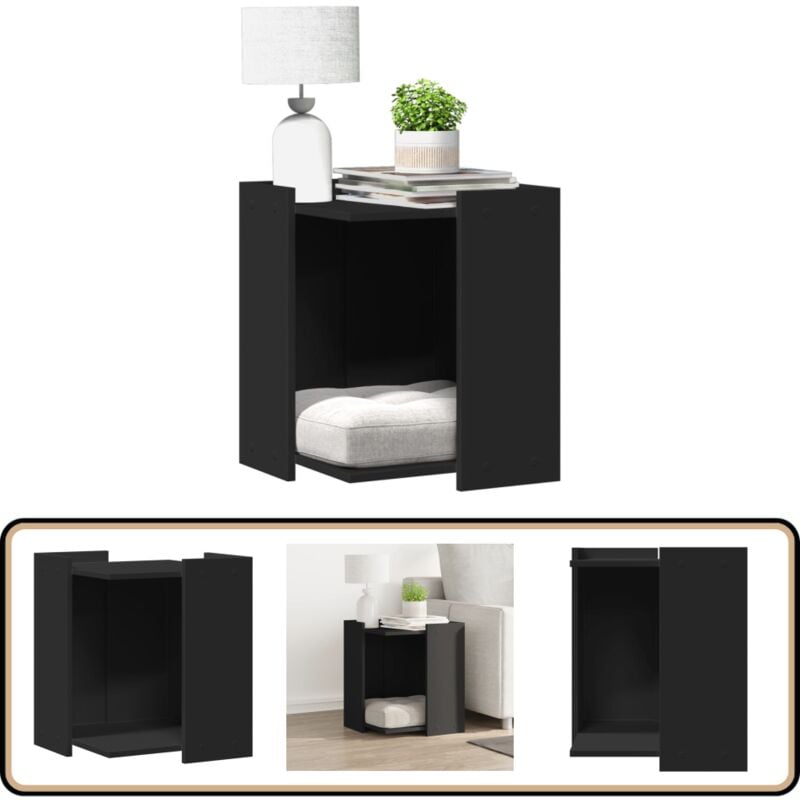 Vidaxl - Meuble de bac à litière pour chat noir bois d'ingénierie