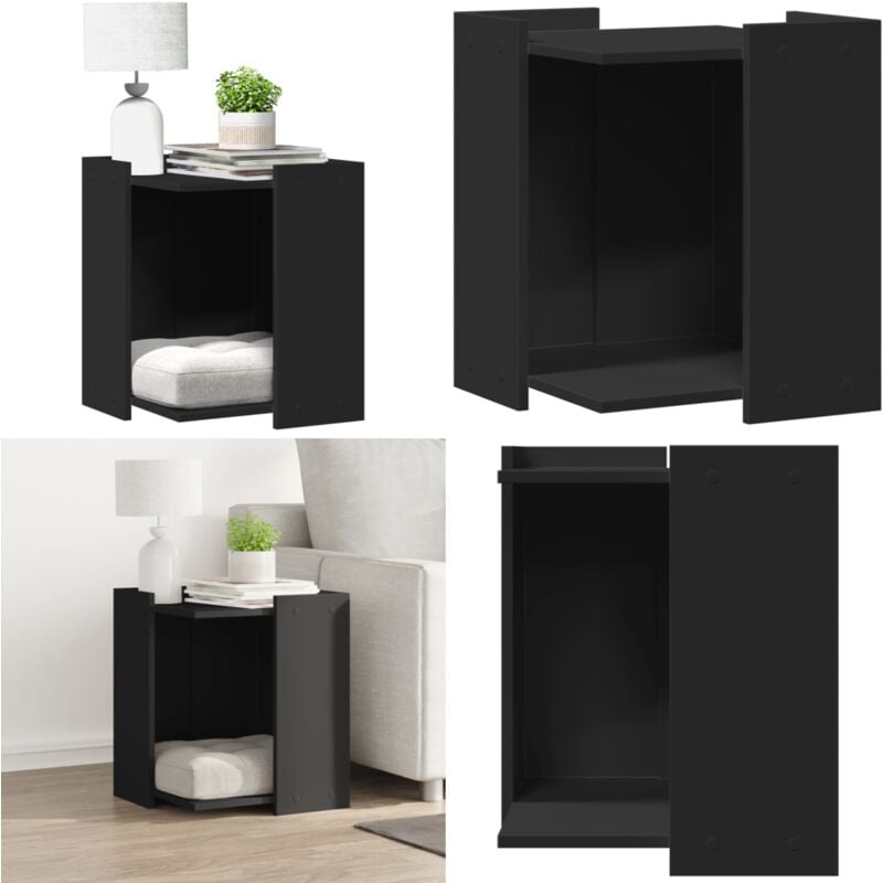 Vidaxl - Meuble de bac à litière pour chat noir bois d'ingénierie