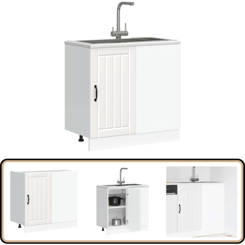 Meuble de base de lavabo Lucca blanc bois d'ingénierie - Vidaxl