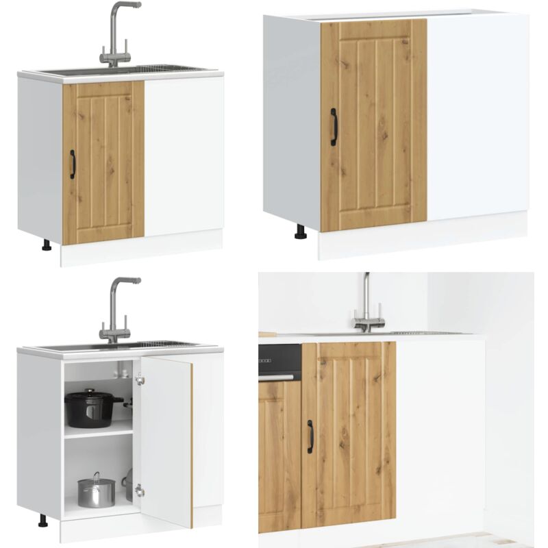 Meuble de base de lavabo Lucca chêne artisanal bois ingénierie - Vidaxl