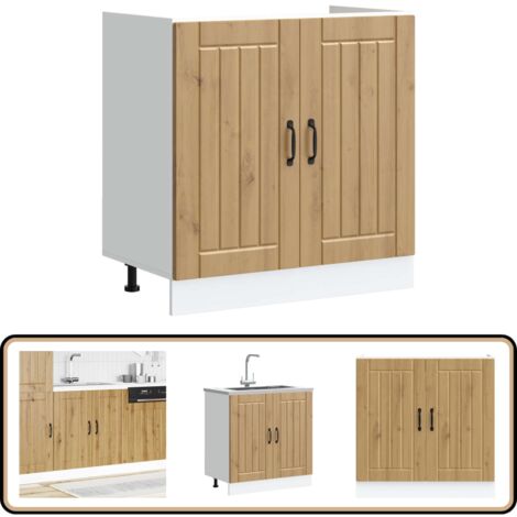 vidaXL Meuble de base de lavabo Lucca chêne artisanal bois ingénierie