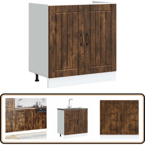 vidaXL Meuble de base de lavabo Lucca chêne fumé bois d'ingénierie
