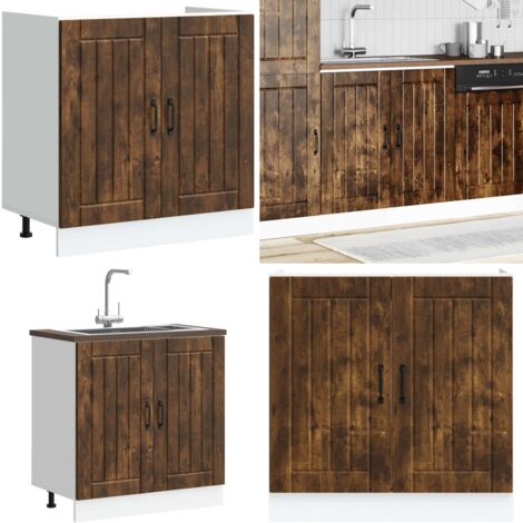 vidaXL Meuble de base de lavabo Lucca chêne fumé bois d'ingénierie