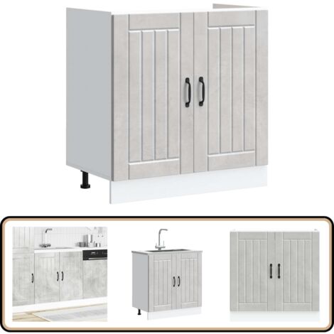vidaXL Meuble de base de lavabo Lucca gris béton bois ingénierie
