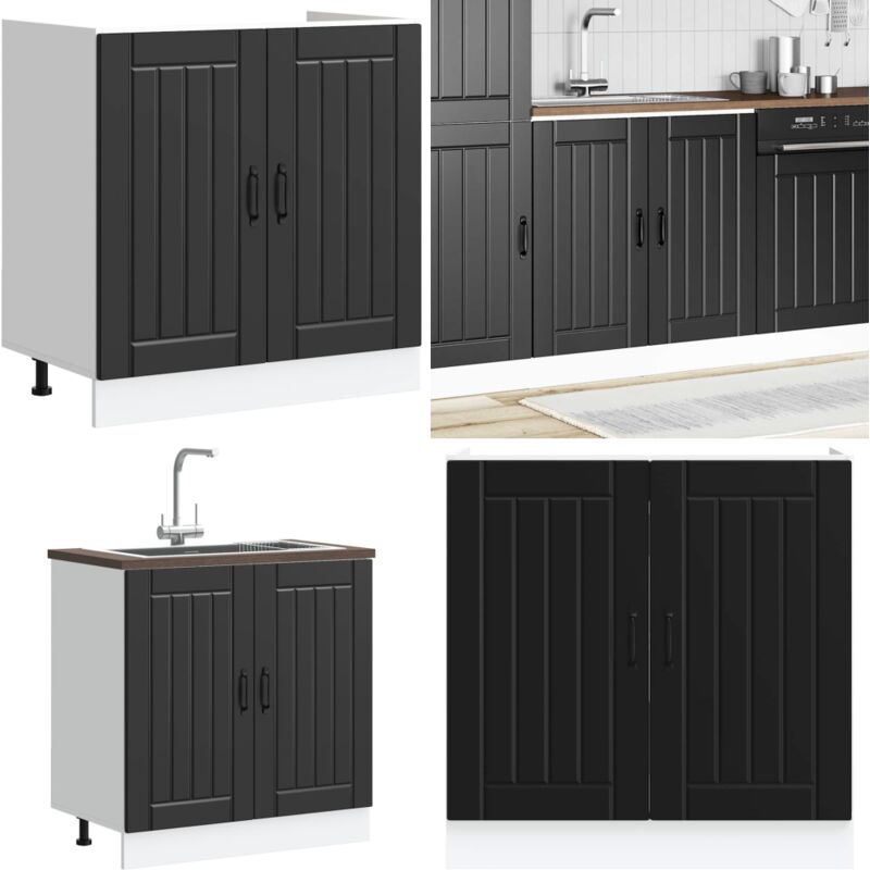 Meuble de base de lavabo Lucca noir bois d'ingénierie - Vidaxl