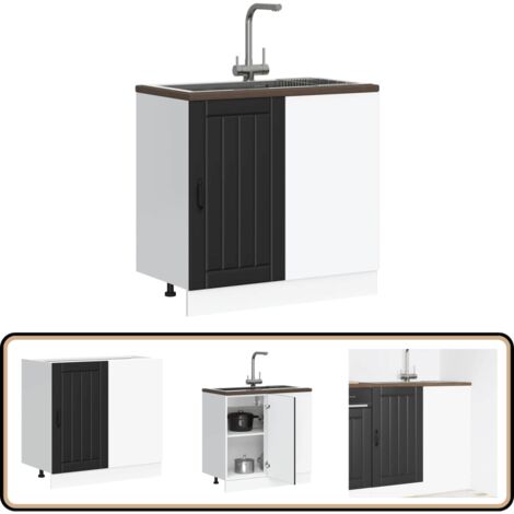vidaXL Meuble de base de lavabo Lucca noir bois d'ingénierie
