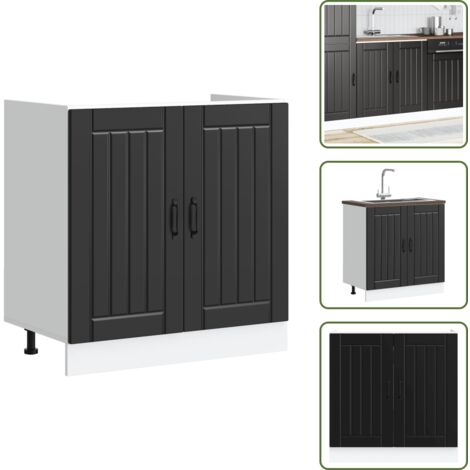 vidaXL Meuble de base de lavabo Lucca noir bois d'ingénierie