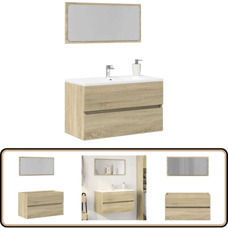 Vidaxl - Meuble de salle de bain avec miroir chêne sonoma 80x38,5x45 cm